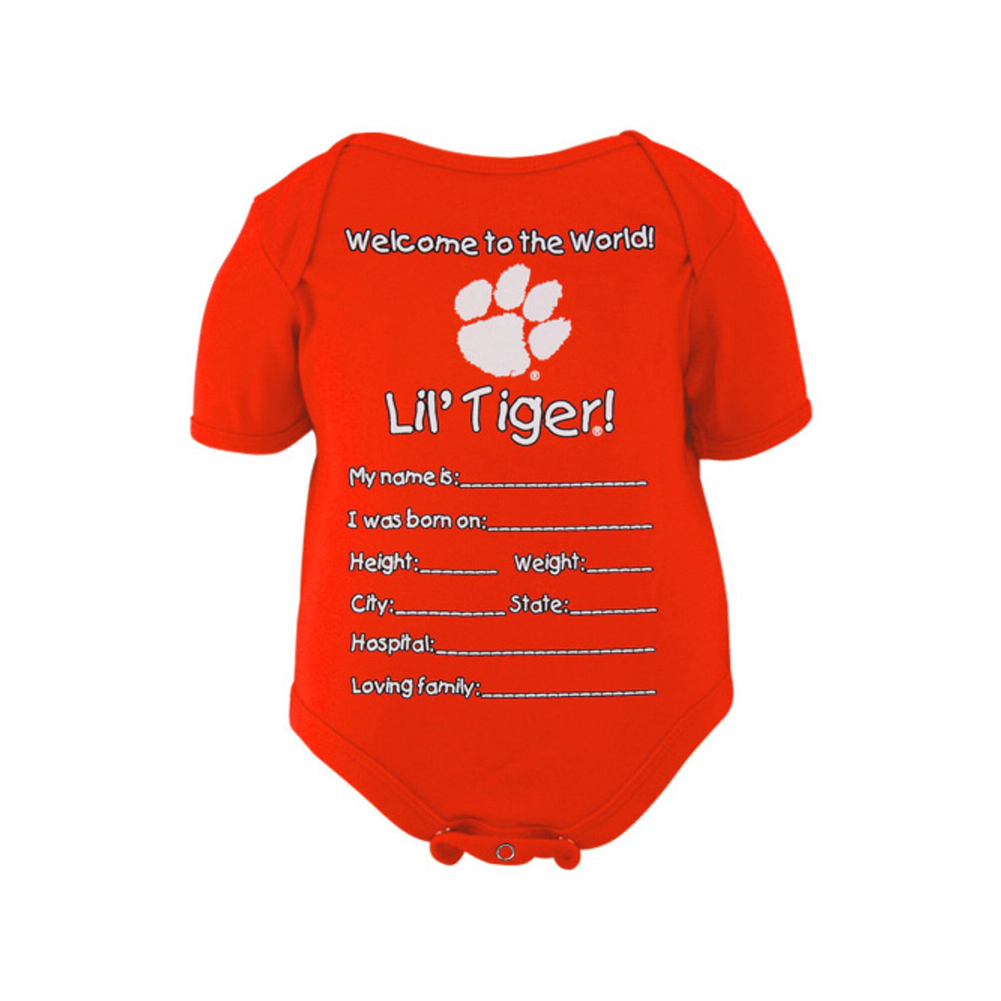 Clemson Tigers Newborn Welcome to the World Creeper - Orange, Boys