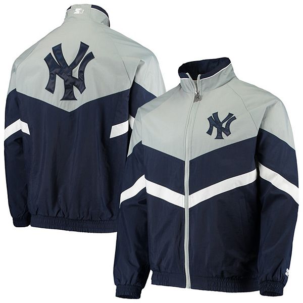 Men S Starter Navy Gray New York Yankees The Bench Coach Full Zip Jacket