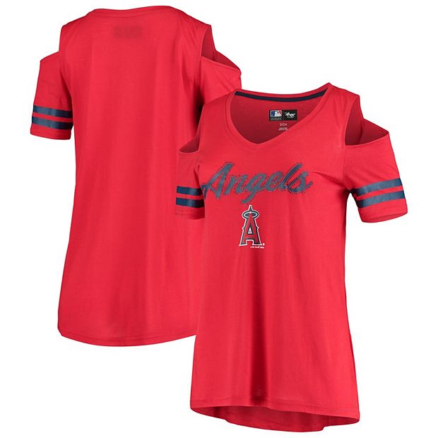 Los Angeles Angels Shirt Women's XS Red 3/4 Sleeve MLB