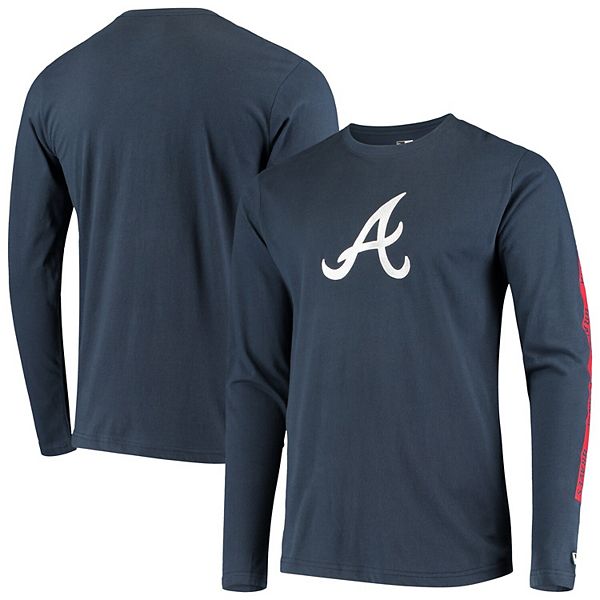 Men's New Era Navy/Red Atlanta Braves Raglan Long Sleeve T-Shirt