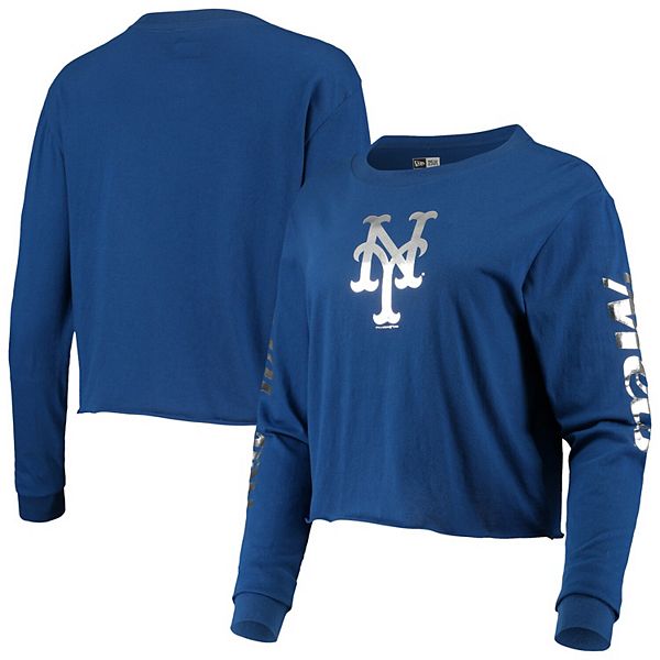 New Era Royal New York Mets Baby Jersey Cropped Long Sleeve T-Shirt