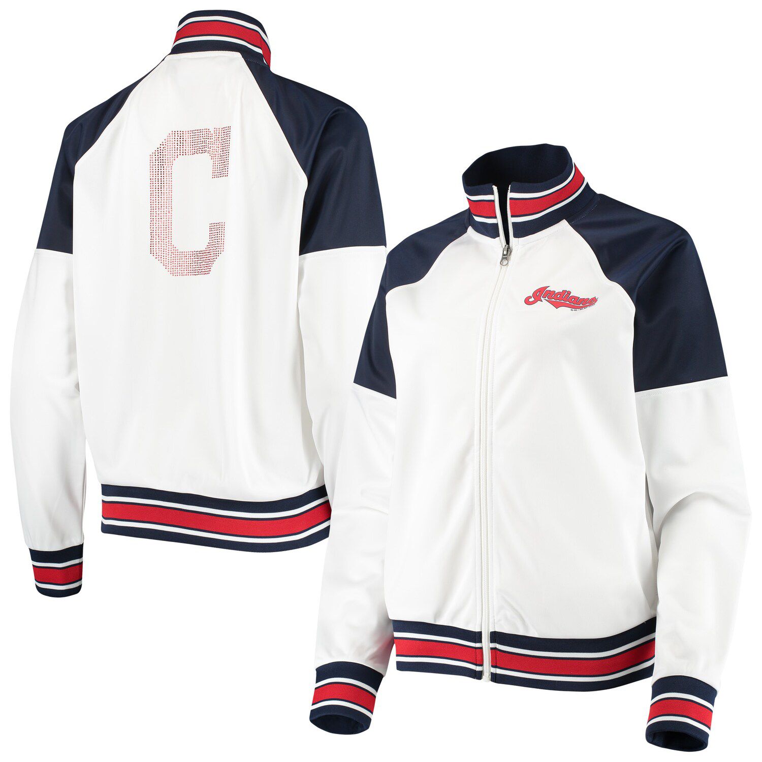 Men's G-III Sports by Carl Banks Navy Cleveland Indians Freestyle Transitional Raglan Full-Zip Jacket Size: Small