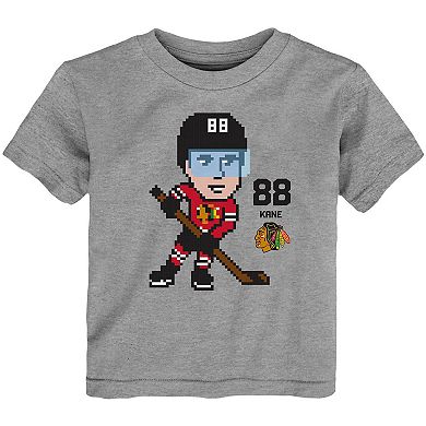Toddler Patrick Kane Heathered Gray Chicago Blackhawks Pixel Player T-Shirt