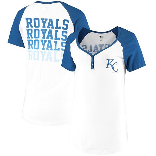Women's New Era White Kansas City Royals Henley T-Shirt