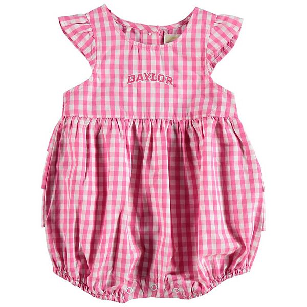 Girls Infant Pink Baylor Bears Gigi Gingham Check Bodysuit