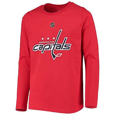 Youth Tom Wilson Red Washington Capitals Authentic Stack Long Sleeve Name & Number T-Shirt