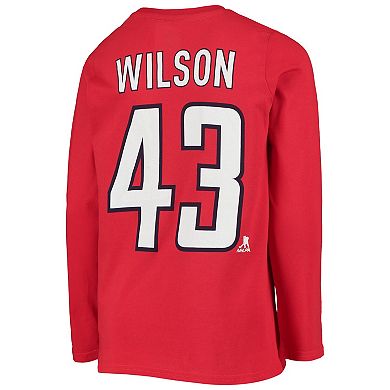Youth Tom Wilson Red Washington Capitals Authentic Stack Long Sleeve Name & Number T-Shirt