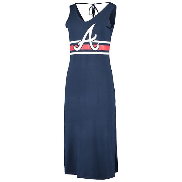 Women's Atlanta Braves Majestic Threads Navy Tri-Blend 3/4-Sleeve Raglan  Dress