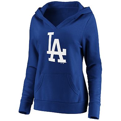 Women's Fanatics Branded Royal Los Angeles Dodgers Official Logo Crossover V-Neck Pullover Hoodie