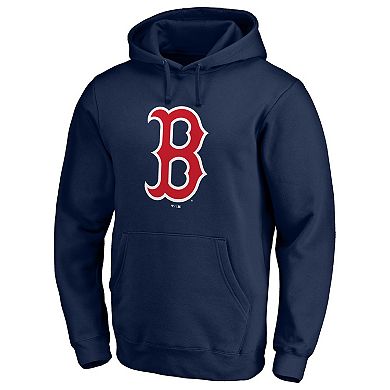 Men's Fanatics Branded Navy Boston Red Sox Official Logo Fitted Pullover Hoodie