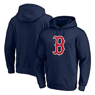 Men's Fanatics Branded Navy Boston Red Sox Official Logo Fitted Pullover Hoodie