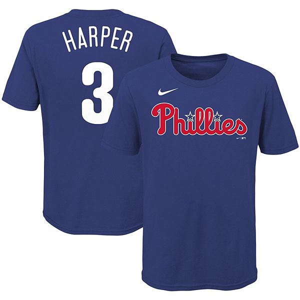 Youth Nike Bryce Harper Royal Philadelphia Phillies Player Name & Number  T-Shirt
