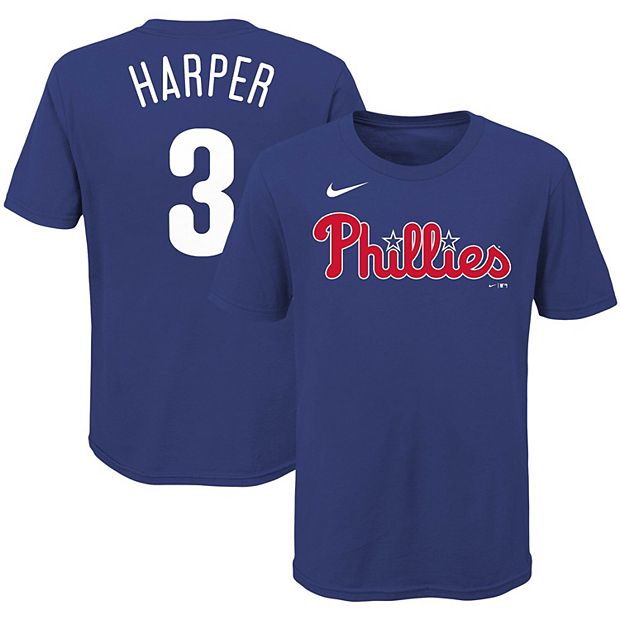 Youth Nike Bryce Harper Royal Philadelphia Phillies Player Name & Number T- Shirt