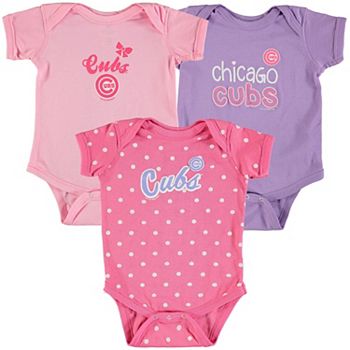 Toddler Girls Soft as a Grape Pink Chicago Cubs Polka Dot Logo T-Shirt
