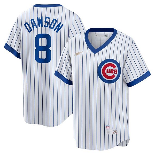 Andre Dawson Chicago Cubs Cooperstown White Pinstripe V-Neck Home Men's  Jersey