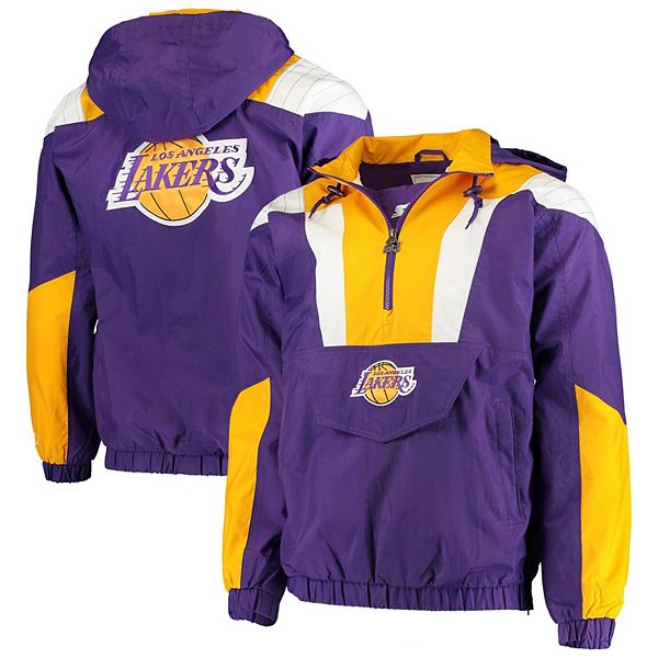 Men's Starter Purple/Gold Los Angeles Lakers Colorblock Anorak Half-Zip ...