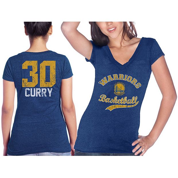 Women's Majestic Threads Stephen Curry Royal Golden State Warriors Name &  Number Tri-Blend V-Neck