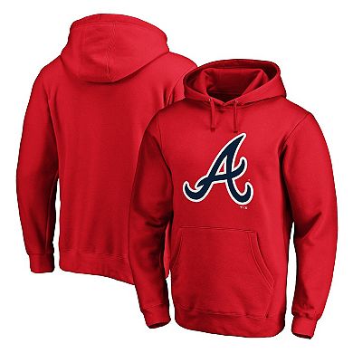 Men's Fanatics Branded Red Atlanta Braves Official Logo Fitted Pullover Hoodie