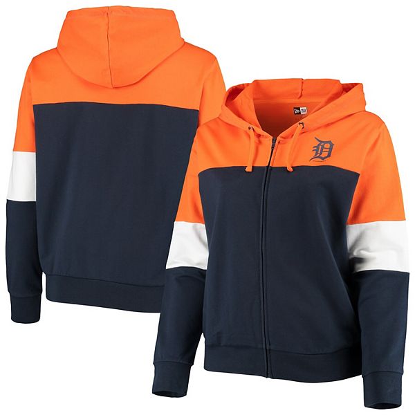 New Era Women's Gray, Navy Detroit Tigers French Terry Full-Zip