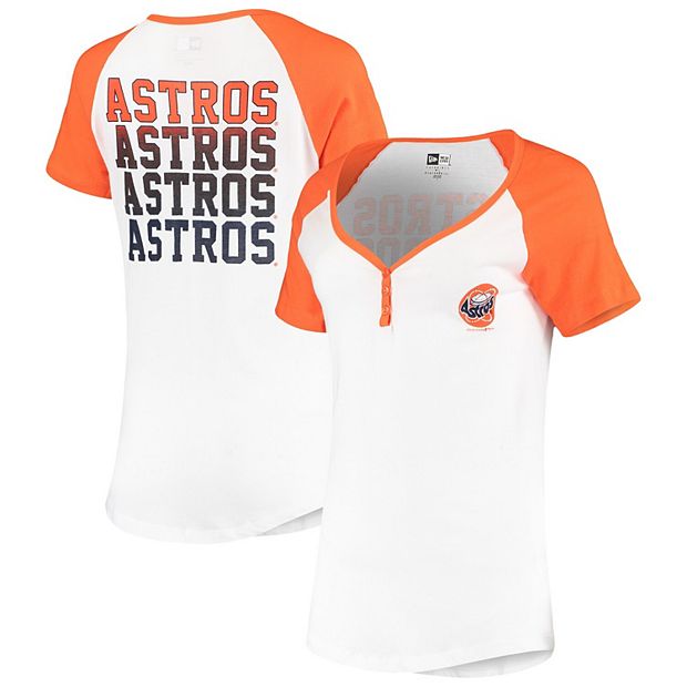 Women's New Era White/Orange Houston Astros Henley T-Shirt