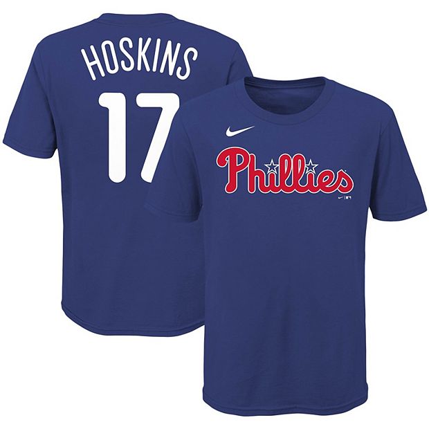 Youth Nike Rhys Hoskins Royal Philadelphia Phillies Player Name & Number  T-Shirt