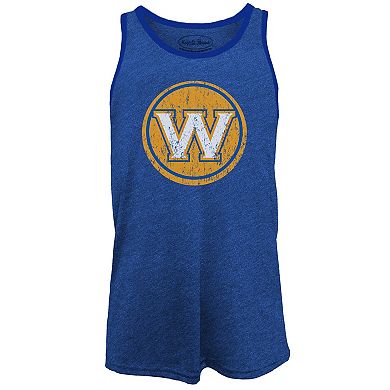Men's Majestic Threads Klay Thompson Royal Golden State Warriors Name & Number Tri-Blend Tank Top