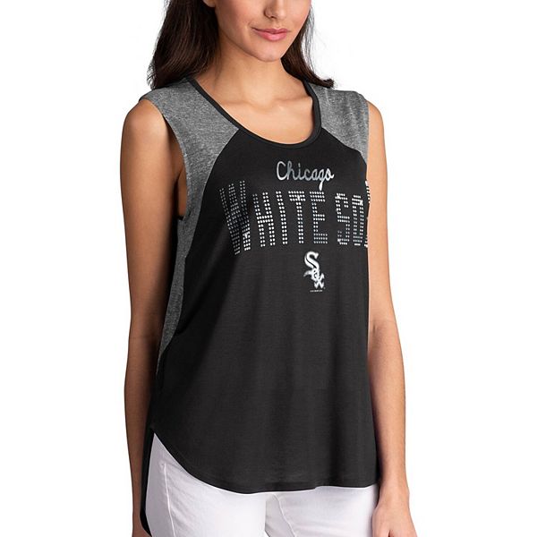 Women's Touch Black/Gray Chicago White Sox Pitch Count Color Block Tank Top