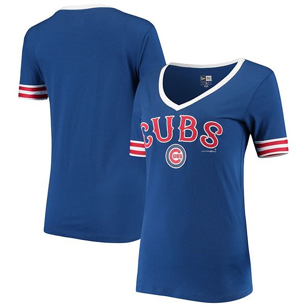 Women's New Era Royal Chicago Cubs Baby Jersey V-Neck T-Shirt
