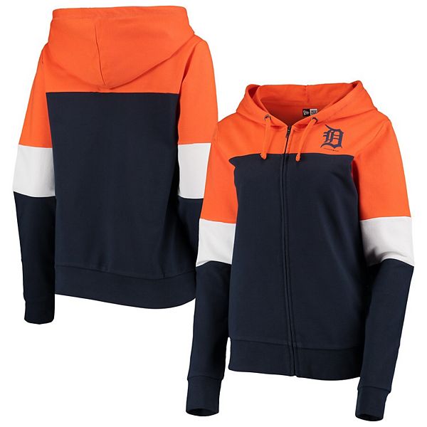 New Era Women's Navy Detroit Tigers Colorblock Full-Zip Hoodie