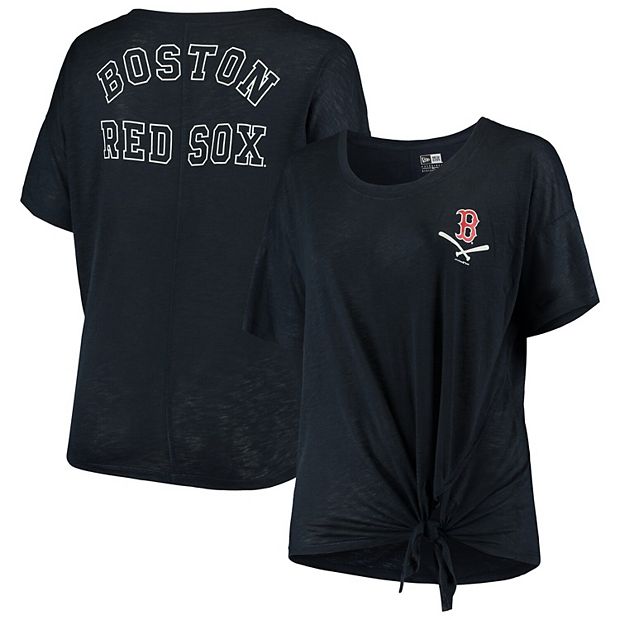 Women's New Era Navy Boston Red Sox Plus Size Tie T-Shirt