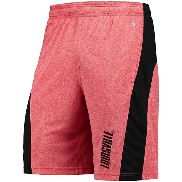 Men's Champion Heathered Red Louisville Cardinals Poly Training Shorts