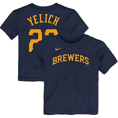 Toddler Nike Christian Yelich Navy Milwaukee Brewers Player Name & Number T-Shirt