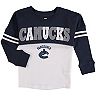 Girls Youth 5th & Ocean by New Era White/Navy Vancouver Canucks Baby Jersey Long Sleeve Stripe T-Shirt