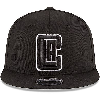 Men's New Era Black LA Clippers Black & White Logo 9FIFTY Adjustable Snapback Hat