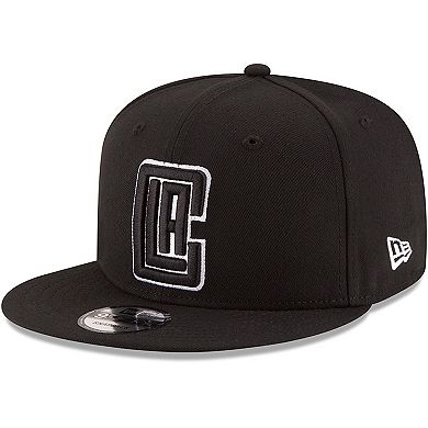 Men's New Era Black LA Clippers Black & White Logo 9FIFTY Adjustable Snapback Hat