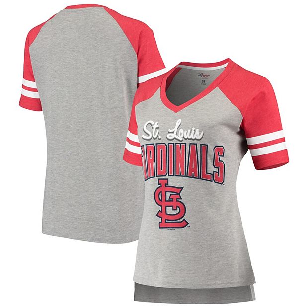 St. Louis Cardinals G-III Sports by Carl Banks Women's Shortstop Ombre  Raglan V-Neck T-Shirt - Red/White