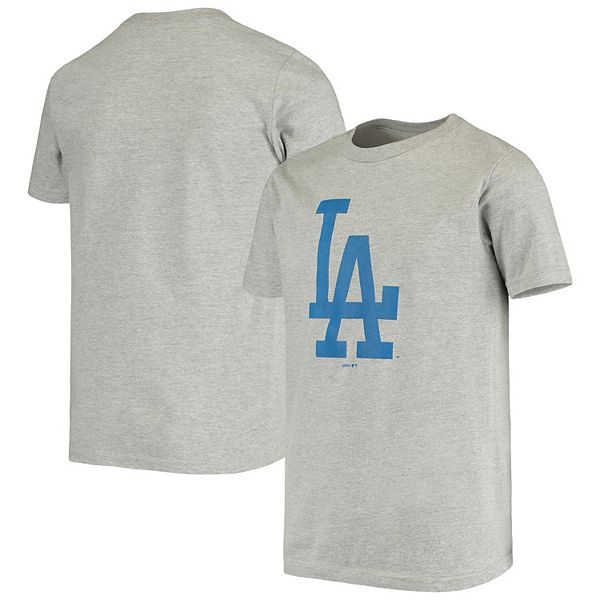 Youth Heathered Gray Los Angeles Dodgers Team Primary Logo T-Shirt