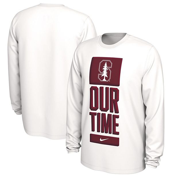 Men's Nike White Stanford Cardinal Basketball Our Time Bench Legend  Performance Long Sleeve T-Shirt