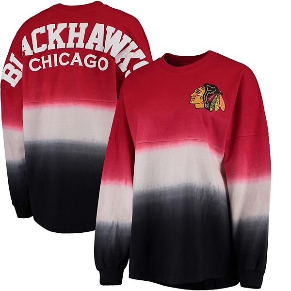 Women's Fanatics Branded Red Chicago Blackhawks Spirit Lace-Up V-Neck Long Sleeve Jersey T-Shirt