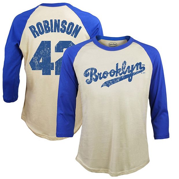 Men's Majestic Threads Jackie Robinson Cream Brooklyn Dodgers Softhand  Cotton Cooperstown 3/4-Sleeve Raglan T