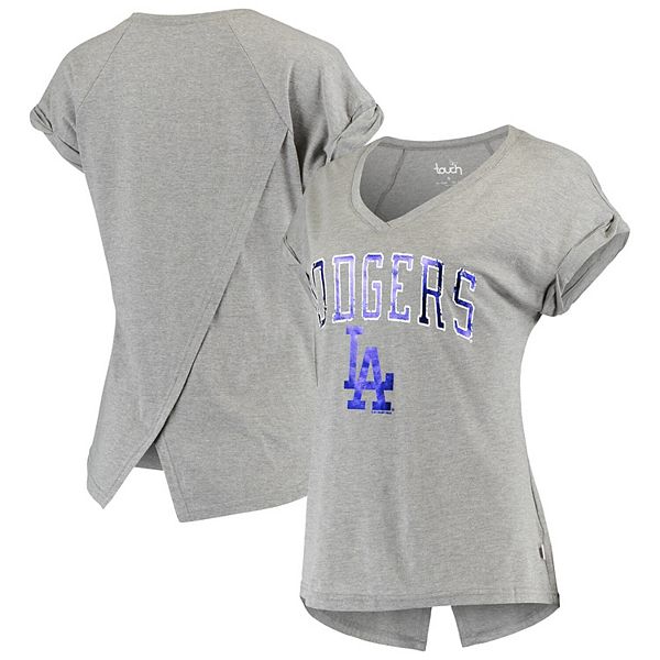 Women's Los Angeles Dodgers Touch Gray Power Play V-Neck T-Shirt