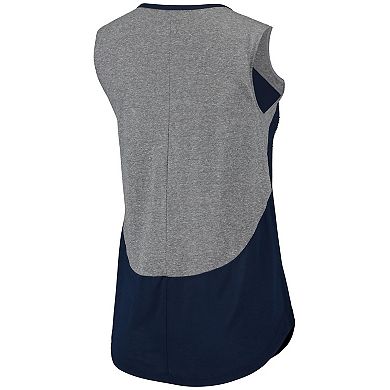 Women's Touch Navy/Gray New York Yankees Pitch Count Color Block Tank Top