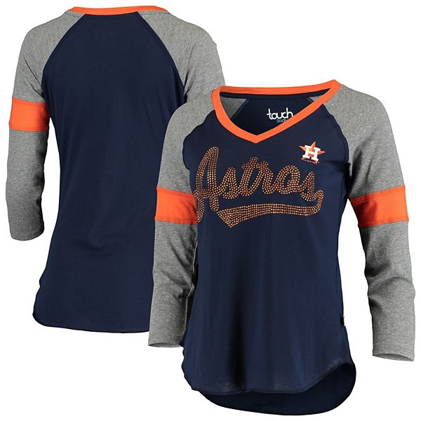 Women's Touch Navy/Gray Houston Astros Fan for Life Raglan V-Neck  3/4-Sleeve T-Shirt