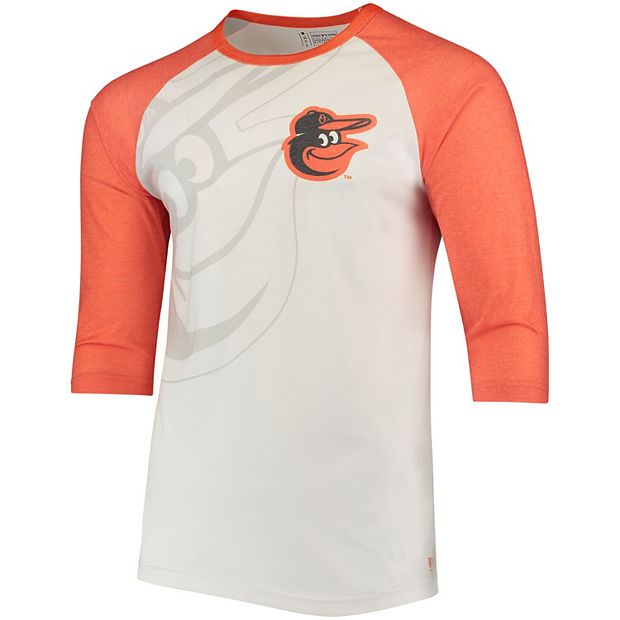 Men's White/Orange Baltimore Orioles Baseball 3/4-Sleeve Raglan T