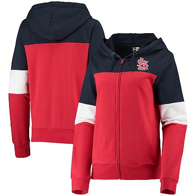 Women's New Era Red St. Louis Cardinals Colorblock French Terry Full-Zip Hoodie