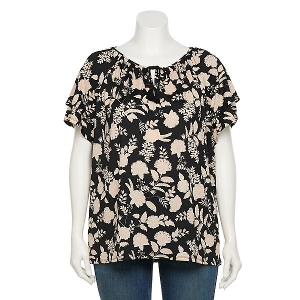 Plus Size Croft & Barrow® Tiered-Sleeve Peasant Top