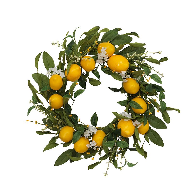 Artificial Lemon Wreath Wall Decor, Yellow