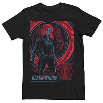 Men's Marvel Black Widow Globe Portrait Poster Tee