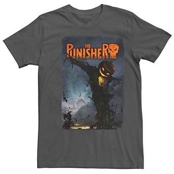 Men's Marvel The Punisher Pumpkin Head Scarecrow Cover Tee