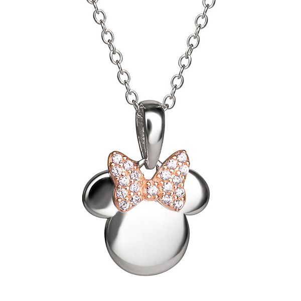 Disney Womens Minnie Mouse Silver Plated Cubic Zirconia Necklace, 16+2 :  Target